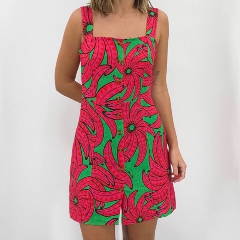 FARM Rio Banana Pitta Linen Mini Dress NWT XS